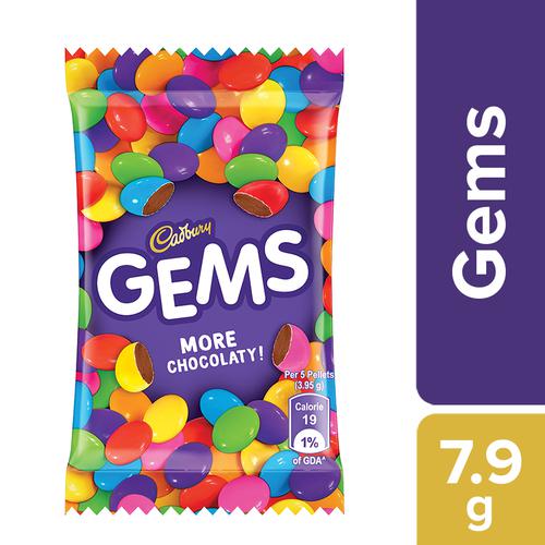 Cadbury Gems Sugar Coated Chocolate, 7.9 g Pouch