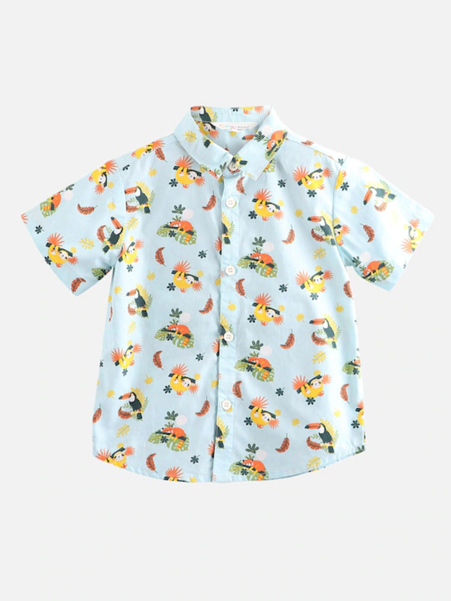 Boys Blue Printed Casual Shirt